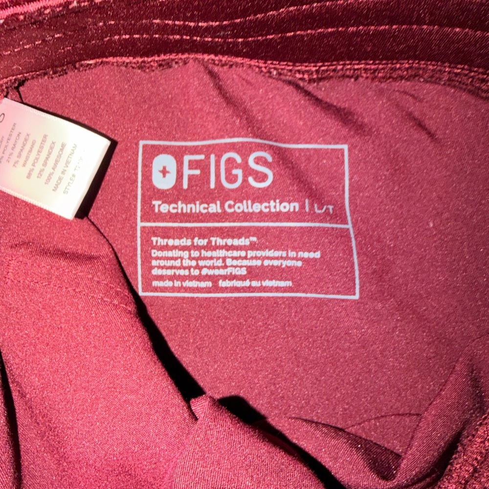 Figs Burgundy Lounge Pants with Gray Accent - Picture 3 of 3
